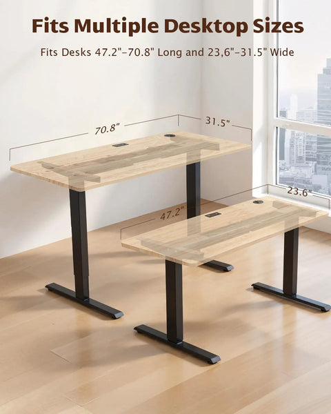 Dual Motor Electric Standing Desk Frame For Your Dope Home Office Setup Height Adjustable Sit Stand Base Fits Table Tops Up To 70.8 By 31.5 Inches 225 Pounds Capacity Black Without Stand with two size options shown