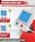 Portable Fuel Transfer Pump With Auto Stop Sensor, detail showing USB and battery power options, without batteries.