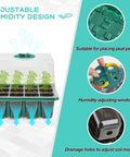 Seed Starter Tray Kit With Full Spectrum Grow Light For Fast Germination Easy Timer And Dimming High Humidity Dome 5 Pack