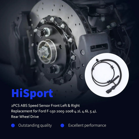 Front Abs Speed Sensor Pair Compatible With Ford F 150 2005 Through 2008 4 2L 4 6L 5 4L Left Right Driverside Passenger Side Oe Als1712 7L3z2c204a on wheel hub close-up.
