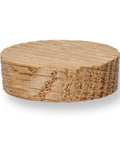 Close-up of a 1-inch oak flat head plug showing side and face grain, part of the Oak Flat Head Plugs, 1 Inch, Side And Face Grain collection.