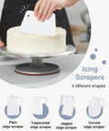 Heavy Duty Pro Grade 12 Inch Cake Turntable With Aluminum Alloy Stand For Smooth Quiet Rotation Complete Decorating Kit With 3 Icing Spatulas And 4 Icing Combs For Cakes Cupcakes And Desserts Puroma shown with icing scraper options
