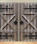 Western Vintage Barn Door Curtain Set 82x84 Inches Brown Wooden Dope Look Polyester Drapes 2 Panels for Bedroom