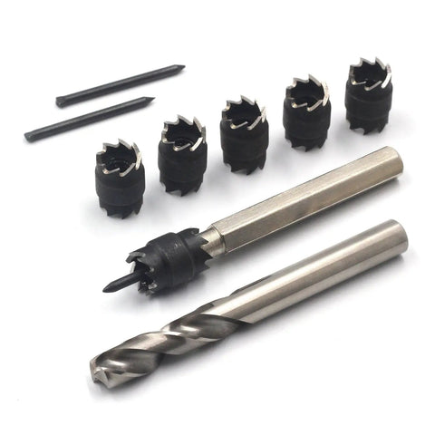 Heavy Duty Three Eighths Inch Sheet Metal Spot Weld Cutter Kit For Auto Body Work, Nine Pack High Speed Steel Drill Bit Set