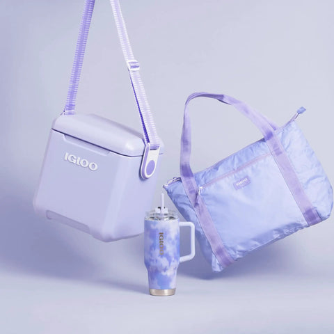 Lilac Breeze 11 Qt Tag-Along Cooler With Strapped Crossbody Carry, Leakproof Lid Locks, Interior Gasket Seal, MaxCold