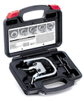 Powerbuilt pilot bearing puller kit in black storage case with red latches, silver puller visible.