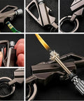 3 In 1 All Metal Keychain Lighter With Multitool Bottle Opener And Windproof Permanent Match Kerosene Style for camping.