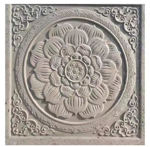 Decorative floral pattern on a square concrete paver mold for garden pathways, size 15.7 x 15.7 x 1.4 inches.