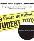 Two Pack Student Driver Magnets for Car Highly Reflective Stickers for Doors Trunk Hood and Bumper Universal Removable Be Patient New Driver Magnet Yellow, yellow magnetic sticker back