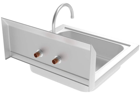 Heavy-Duty Stainless Steel NSF Commercial Hand Sink With Gooseneck Faucet, Wall Mount Hand Wash Station, 17 By 15 Inches, Silver