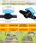 Five Pack Half Inch Drip Irrigation Shut Off Valves Inline Barbed Cut Off Valves For Garden Irrigation System Fits Half Inch Tubing 570 To 620 ID Durable One Piece Construction, close-up