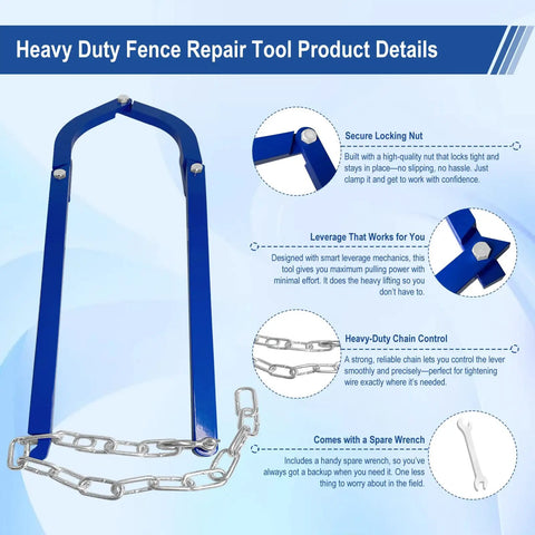 Fence Stretcher Tool For Quick Tensioning Barbed Wire Electric Fences Horse Fences And Mesh Fencing No Staples Removal No Hassle Hook And Pull To Restore Tightness In Minutes For Ranch Farm Or Garden Use