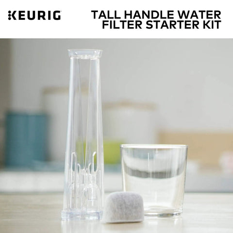 Tall Handle Water Filter Starter Kit With Handle And Two Replacement Filters For Coffee Makers on a kitchen counter