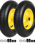 2-Pack 4.80 4.00-8 Inch Tire And Wheel Set For Wheelbarrows Hand Trucks Garden Carts Yard Wagons And Dump Carts, yellow rims