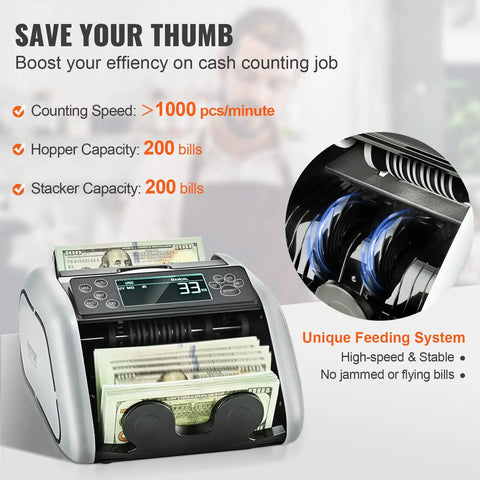 Hella Reliable Money Counter Machine With Legit Counterfeit Detection And Smooth Value Tracking Featuring Ultraviolet And Infrared Sensors Plus No Sweat Batch Sorting For Shop Bosses with cash loaded.