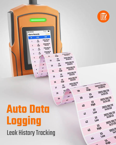 PT-990 Rechargeable Gas Leak Detector With 11 Inch Probe Detects 0 To 10,000 Ppm Data Logging Three Alarm Modes with history tracking
