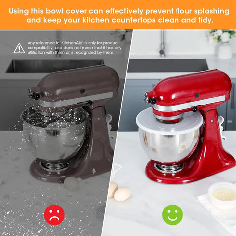 Mixer Bowl Covers Splatter Guard Lids For 4.5 To 5 Quart Tilt Head Stand Mixer Two Pack Keeps Mess Down and Contents Fresh in use