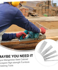 Person using Heavy Duty Five Piece Woodworking Scraper Set Job Site Ready Smooth Cabinet Polisher on wood surface.