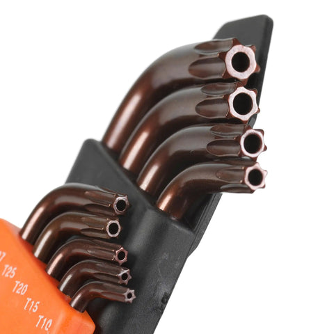 Star Key Wrench Set In Hardened Chrome Vanadium Steel With Organizer Clip For Quick Access Includes Straight Or L Arms