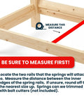 Instructional image for measuring spring rail distance for 31 Inch Sinuous Spring Repair Kit For Recliners And Sofas.