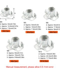 80 Piece Heavy Duty Tee Nut Set For Wood, Carbon Steel T Nuts With Threaded Inserts, 4 Prong Design, M4 To M10 Furniture Fasteners