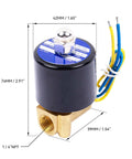 Electric Copper Solenoid Valve Normally Closed For Water Air And Gas 12V DC One Quarter Inch NPT Two Point Five Millimeter Orifice Compact