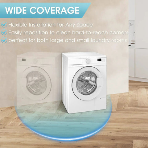 Magnetic Dryer Vent Connector Kit For Tight Spaces With 4 Inch Aluminum Foil Hose next to washing machine in a laundry room