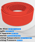 DOT Certified PA12 Nylon Red Air Hose Three Eighths Inch Pneumatic Tubing 100 Ft coiled with specifications