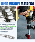 Two Stage Auger Adapter for Three Quarters Inch and Seven Eighths Inch Auger Shafts Alloy Steel Drill Attachment shown with drill