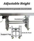 Beefy PU Belt Conveyor With Aluminum Frame 59 Inch Length And 11.8 Inch Width, adjustable height mechanism and handwheel