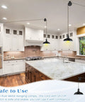 Industrial Vintage Plug In Pendant Lights Pack Of 4 With 14.76ft Cord And On Off Switch in modern kitchen