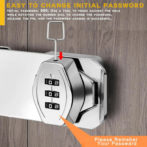 Keyless Combination Lock 2 Pack Sliding Door Latch For Cabinets Barn Doors Bathrooms Outdoor And Garage Silver Password Rotary Hasp Locks With Easy Numeric Passcode Access No Key Hassle close-up showing how to change password