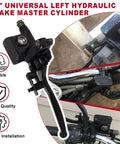 Universal Left Hydraulic Brake Master Cylinder For Seven Eighths Inch Handlebars On Moto ATV Pit Bike Dirt Bike GY6 Engine 50cc To 250cc With Durable Alloy Lever