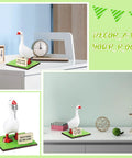 Magnetic Goose Key Holder With Wooden Base And Writable Sign Cute Resin Goose Statue Desk Deco 11 Piece Set