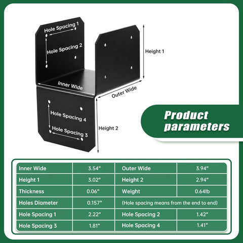 Heavy Duty 4x4 Post Cap Tie Bracket Black Powder Coated Carbon Steel Post To Beam Connector For Deck Pergola Gazebo Patio Includes Screws Easy Install 4 Pack