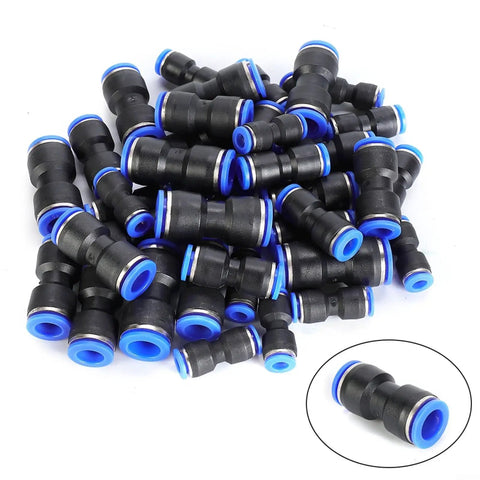 Fabulettas Straight Push Connectors Make Air Line Quick Hose Repair Easy With A Secure Leak-Free Seal For High Pressure Machinery Auto And Electronics Using 40 PCS assorted 6mm 8mm 10mm 12mm pneumatic fittings in durable PU plastic.