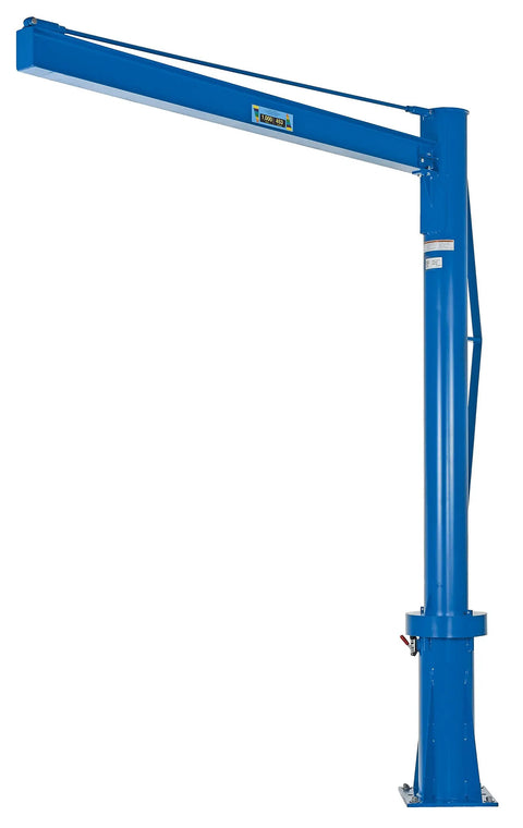 Straight Up Mobile Jib Crane With 1000 Lb Load Capacity And 8 Ft Swing Reach designed for the toughest job sites, blue color.