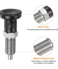 Built Different Stainless Steel Push Fit Ball Nose Spring Plunger M12x1.5 Thread With 6mm Pin showing M12x1.5 threaded base and black knob.