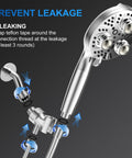 Filter Handheld Shower Head For Residual Chlorine Removal 10 Spray Modes Massage Showerhead With Large 79 Inch Hose Detachable Premium Chrome Finish Easy To Switch Modes And Feel The Spa Like Muscle Relief with instructions for preventing leakage using teflon tape.