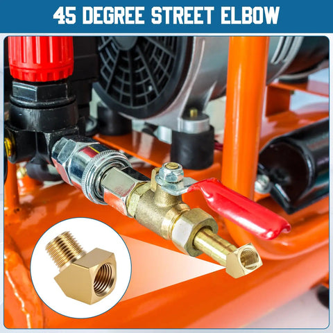 Close-up of 4 Pack 72 Inch Oil Pressure Gauge Tubing Kit With Sensor Adapter 1/8-27 NPT, 45 Degree Street Elbow, brass fittings