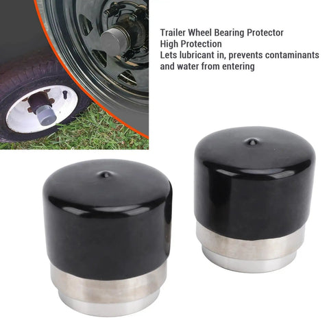 Two Pack Boat Trailer Wheel Bearing Protector With Protective Bra And Stainless Steel Hub Dust Caps 1.781 Inch Diameter