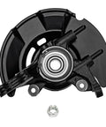 Front Steering Knuckles With Wheel Hub Bearings And Outer Tie Rod Ends Replacement Kit For 2007 2012 Hyundai Elantra With Four Wheel ABS DIY Ready OEM Quality Durable Performance showing a front view of the knuckle assembly with bearing
