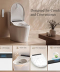 Butter Smooth Tankless Electric Bidet Toilet Seat With Instant Warm Water Wash And Dual Spray Cleaners Fits Round And Elongated Bowls, shown with LED display and wider seat.
