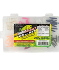 Mini Jig Kit For Trout And All Freshwater Fish 85 Piece Set With 70 Grub Bodies And 15 Size 14 Hooks in clear tackle box