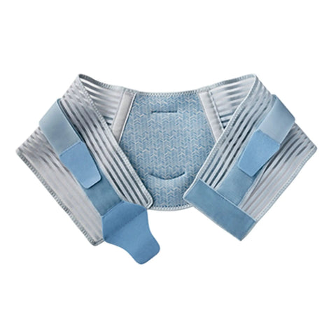 Adjustable blue back support with straps, showcasing All Day Back Support For Women Adjustable Fit With Contoured Comfort, Breathable Materials.