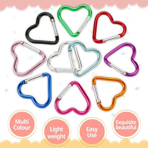 Heart Shaped Carabiner Clips 30 Pack Alloy Aluminum Keychain Attachments For Backpacks Hiking Camping Gear Colorful Clips