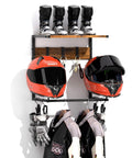 Easy Install Motorcycle Helmet Holder Wall Mount Rack With Dual Hat Stands, helmets, jackets, and gear organized