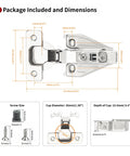 Full Overlay Face Frame Soft Close Concealed Cabinet Hinges Clip On 105 Degree 3 Way Adjustable 50 Pack For Kitchen Cabinet Doors Silver Finish Easy Install Durable Kitchen Hardware Upgrade dimensions