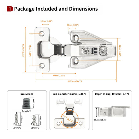 Full Overlay Face Frame Soft Close Concealed Cabinet Hinges Clip On 105 Degree 3 Way Adjustable 50 Pack For Kitchen Cabinet Doors Silver Finish Easy Install Durable Kitchen Hardware Upgrade dimensions