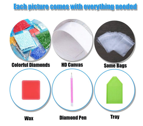 Diamond Art Kit For Adults Round 5D Full Drill Do It Yourself Dope Gem Art Painting Set For Beginners 12x16 Inch With Diamonds Pen Wax Tray And Easy Applicator components